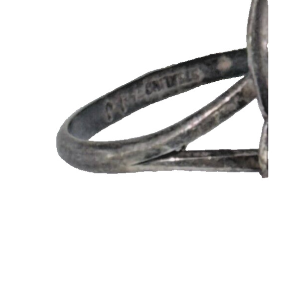 Vintage Sterling Silver Native Signed JJ Sterling MOP Mother of Pearl Ring 5.25 - Picture 5 of 5